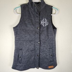 Marleylilly Women Gray  Quilted HHL Monogrammed Vest Size S